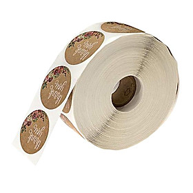 Bộ 500 Giấy Kraft Cảm Ơn Bạn Dán Nhãn Cuộn cho Tặng Túi Tự Dính