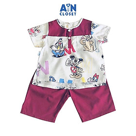 Bộ quần áo ngắn bé trai họa tiết Mickey đỏ cotton - AICDBTWOJBEY - AIN Closet