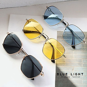 Kính Râm, Kính Mát Nam Nữ Mắt Màu Xanh Dương, Vàng, Tráng Gương Bạc, Đen Mắt Vuông Hàn Quốc - BLUE LIGHT SHOP