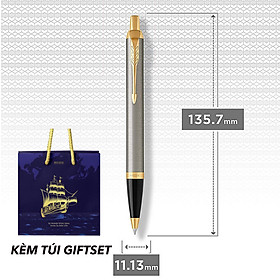 Bút Bi Chính Hãng Parker Cao Cấp IM Brushed Metal Kèm Túi Giftset,Kèm Ruột Mực Bi Dành Cho Parker Sản Xuất Bởi B&J Dành Cho Doanh Nhân, Khẳng Định Đẳng Cấp Cá Nhân