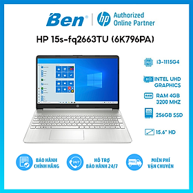 Laptop HP 15s-fq2663TU 6K796PA (i3-1115G4/4GB/256GB SSD/15.6/ VGA ON/ Win11/ Silver)-Hàng Chính Hãng