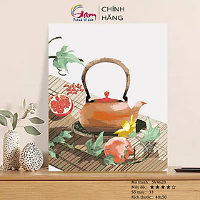 Mua Tranh Treo Tường Trang Trí Tự Tô Màu Theo Số Ấm Trà Có Khung Nâng Cấp Lọ Màu 5ml Kèm 2 Bộ Cọ SV4628
