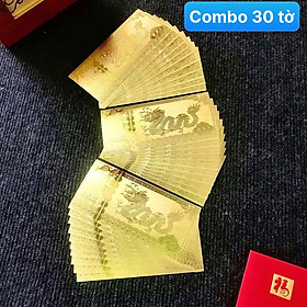 Combo 30 tờ lưu niệm lì xì con Rồng màu vàng plastic - SP005907