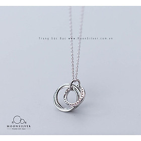 Dây chuyền bạc moonsilver, vòng cổ bạc nữ 3 vòng tròn Cicle cá tính lạ