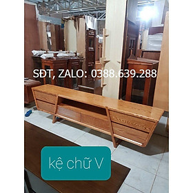 Kệ tivi chữ V, gỗ sồi dài 2m, 2m2, 2m4