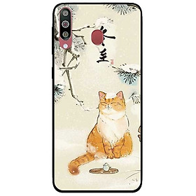 Ốp lưng dành cho Samsung M30 mẫu Nền Mèo Vàng Uống Trà