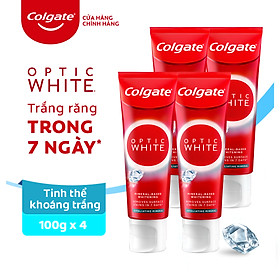 Bộ 4 Kem Đánh Răng Colgate trắng răng Optic White Exfoliating Mineral cho răng sáng bóng 100g/tuýp