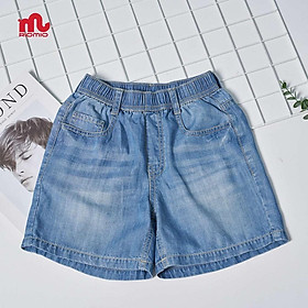 Quần short jean bé trai 3-11 tuổi 15-40kg RIOMIO sooc bò ống rộng cạp chun