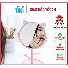 Gương Tai Mèo Để Bàn Trang Điểm Xoay 1 Mặt Hàn Quốc