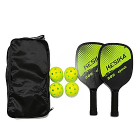 Set 2 Vợt Chơi Bóng Pickleball Siêu Nhẹ Và Nhanh Chóng Kèm Túi Đựng 4 Quả Bóng Kesika - Màu Xanh Lá