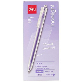 Bút Gel Bấm Deli 0.5mm EG118-ID Màu Tím Nhạt