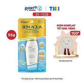 Kem chống nắng Skin Aqua dưỡng trắng, kiểm dầu, dùng hàng ngày dạng sữa Sunplay Skin Aqua Clear White Eco Việt Nam SPF50, PA++++ 55g