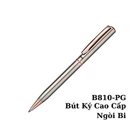 Hình ảnh Bút Ký Cao Cấp Pentel B810-PG Ngòi 0.8mm Mực Xanh | Thiết Kế Nắp Vặn Thanh Lịch | Vỏ Bút Mạ Vàng | Nét Viết Trơn Mượt