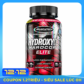 Thực phẩm bổ sung viên đốt mỡ giảm cân Hydroxycut Hardcore Elite của MuscleTech hỗ trợ giảm cân, giảm mỡ bụng mạnh mẽ cho người tập GYM và chơi thể thao