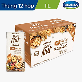 SỮA SUPER NUT 9 LOẠI HẠT VINAMILK 3 TỐT ÍT ĐƯỜNG HỘP 1 LÍT, 94% SỮA HẠT