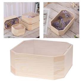 Unpainted Wooden Storage Box Wood Case with Lid for Jewelry