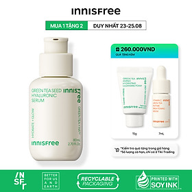 Tinh chất innisfree Green Tea Seed Hyaluronic Serum 2023 Nano 5 loại HA cấp nước tức thì cho da 80mL