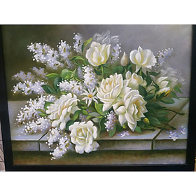 Mua Cành Hoa Hồng - Tranh Sơn Dầu Vẽ Tay 40x50cm