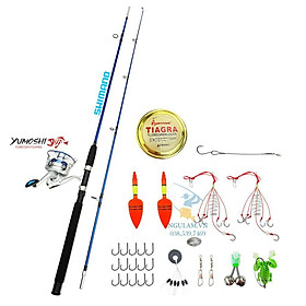 BỘ CẦN CÂU 2 KHÚC ĐẶC SHIMANO MÁY YUMOSHI VÀ PHỤ KIỆN đồ câu 99 hoang_hai_shop_01