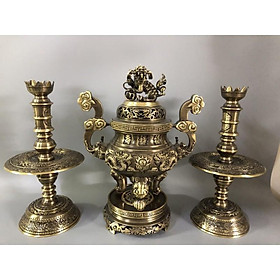 Mua Bộ Đỉnh thờ Lư thờ rồng ngũ sự song Long hàng đúc thủ công45cm .Bộ đồ thờ đỉnh đồng thờ cúng cao 45cm