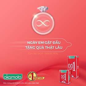 Bao Cao Su Okamoto 0.01 Zero Zero One Siêu Mỏng, Truyền Nhiệt Tốt, Cực Kì Dẽo Dai Hộp 4 Chiếc