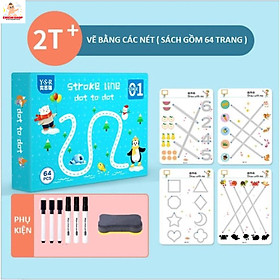 Đồ Chơi Giáo Dục Sớm Montessori, Bộ Viết Nối Stroke Line Dot To Dot 64 Trang Cho Trẻ Từ 2 Tuổi Tập Viết, Tập Tô, Nối Điểm, Nối Số, Luyện Cầm Bút