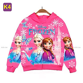 Hình ảnh Áo khoác cho bé gái hình Elsa từ 10-43kg - Thun cotton da cá có túi