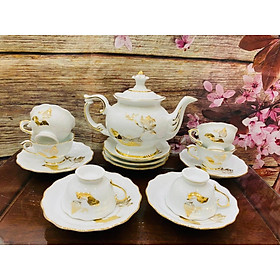 Mua Bộ ấm chén men ngọc họa tiết chuồn chuồn đạp nước