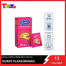 Bao cao su Durex Pleasuremax (Hồng) Hộp 12 cái