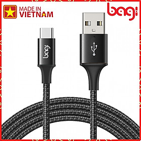 Cáp bện dù sạc nhanh Type-C Bagi dài 2m CS200 - Hàng chính hãng Bagi