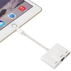 Lightning to RJ45 Ethernet Adapter LAN Wired Network Cable USB Camera Reader Adapter with Charing Port