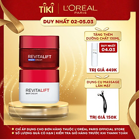 Bộ Kem Dưỡng Chống Lão Hoá Giảm Nếp Nhăn Ngày Và Đêm L'Oreal Paris Revitalift 50ml