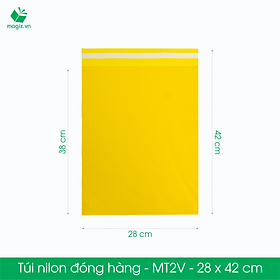 MT2V - 28x42 cm - Túi nilon gói hàng - 100 túi niêm phong đóng hàng màu vàng