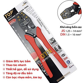 Mua Kìm bấm cos trợ lực số 14 1.5 -  16 mm2 TOP GOLD  tiết kiệm lực  độ chính xác cao  có nút điều độ rơ (Kềm bấm cốt 16L)