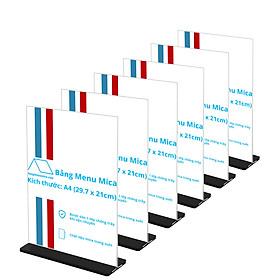 Combo 6 Bảng Menu Mica để bàn làm thực đơn thích hợp cho nhà hàng quán ăn cà phê A4 (29.7 x 21cm)