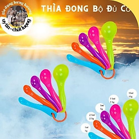 thìa đong định lượng nhựa 5 cỡ, dụng cụ pha chế