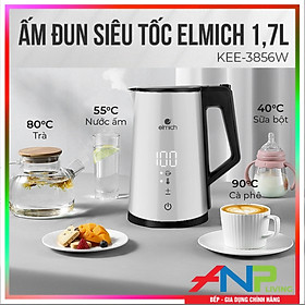 Ấm đun siêu tốc Elmich KEE-3856 (Cấu Tạo 2 Lớp, Dung tích 1,7 Lít, Công suất 2200W, Màn Hình Cảm Ứng, Hiển Thị 5 Mức Cài Đặt Nhiệt Độ) - Hàng Chính Hãng