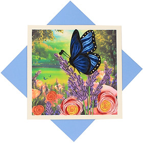 Thiệp Handmade - Thiệp Vườn huê hồng và hoa Lavender nghệ thuật và thẩm mỹ giấy tờ xoắn (Quilling Card) - Tặng Kèm Khung Giấy Để Án - Thiệp chúc mừng sinh nhật, kỷ niệm, thương yêu, cảm ơn...
