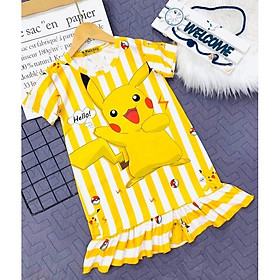 Đầm suông thun lạnh in 3D size nhí cho bé gái từ 12 đến 27kg - Đầm váy bé gái