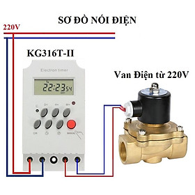 Bộ tưới cây tự động thông minh SMH bật tắt 17 lần trong ngày KG36T-II và Van điện từ Phi 27