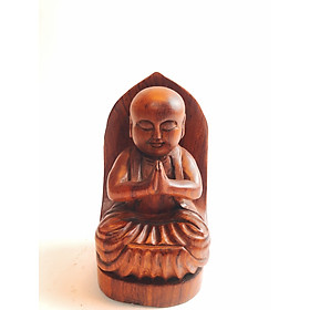 Tượng gỗ Chú tiểu chắp tay/ Cậu Lễ Phật (Để bàn)