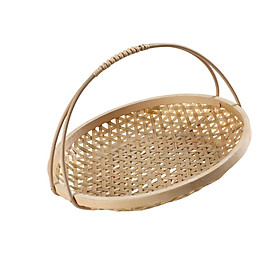 Snack Serving Tray Bamboo Egg Basket with Handle for Home Restaurant Kitchen