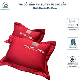Mua Vỏ Gối Nằm Phi Lụa Thêu Cao Cấp 45x65cm (1 Đôi) - Bao Gối Lót Bông Mỏng  Mềm Mịn  Thoáng Mát  Có Khóa Kéo - HÀNG CHÍNH HÃNG MINIIN