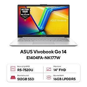 Mua Laptop Asus Vivobook Go 14 E1404FA-NK177W (Ryzen 5 7520U | 16GB | 512GB | 14 inch FHD | AMD Radeon Graphics | Win 11 | Bạc)  - Hàng Chính Hãng - Bảo Hành 24 Tháng