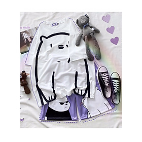 Set đồ unisex Gấu trúc gồm 1 quần cartoon kèm 1 áo thun nam nữ form rộng tay lỡ Freesize mặc vừa từ 40-65kg Molly Urban