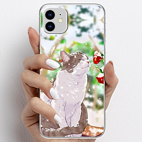 Ốp lưng cho iPhone 11 nhựa TPU mẫu Mèo trắng