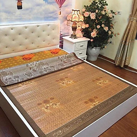 Mua Chiếu trúc tăm vân gỗ   chiếu trúc tre in hoa tây bắc  cao bằng mùa hè mát lạnh (m6x2m - m8x2m)