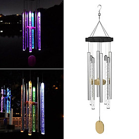 Outdoor Solar Powered LED Wind Chimes Garden Decor Light w/ 8 Tubes Waterproof Memorial Windchime Ornament for Outside Patio Porch