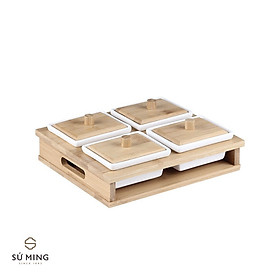 Mua Set 4 Hũ Đựng Hoa Quả  Mứt Tết Bằng Gốm Sứ Kèm Khay Gỗ Sang Trọng  Giao Hàng Nhanh