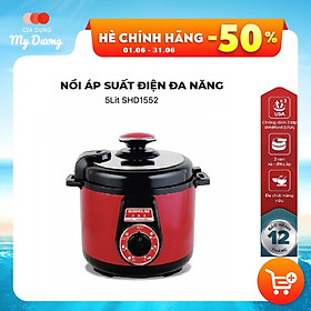 Nồi Áp Suất Đa Năng Sunhouse DNDSHD1552 - 5L (Đỏ Đen) - Hàng chính hãng